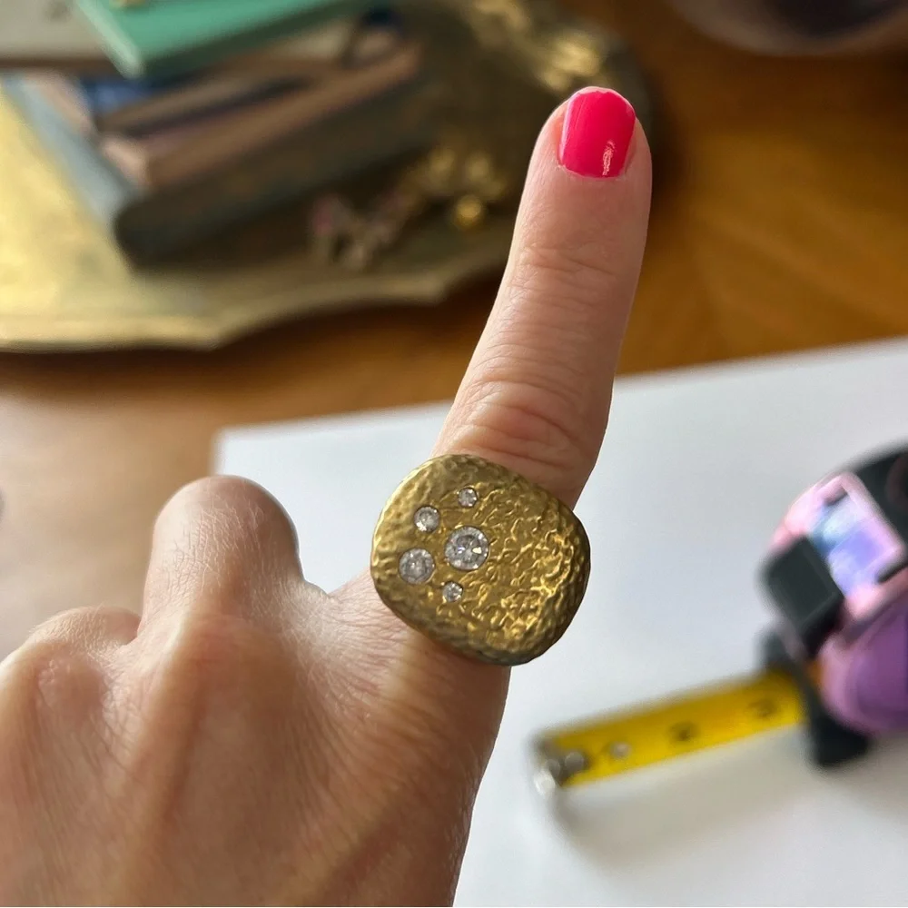 Hammered Gold & Diamond Ring